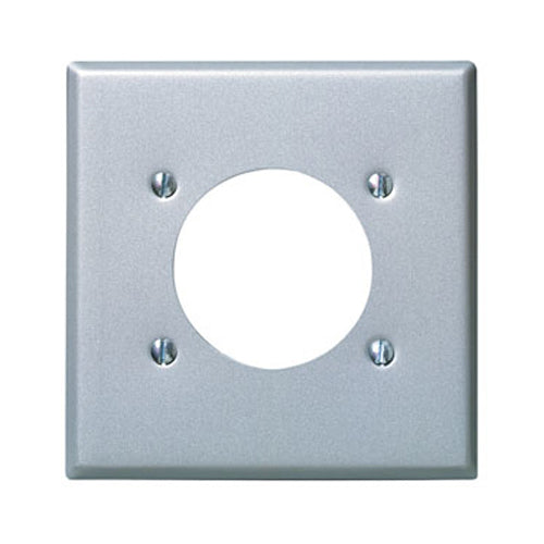 Leviton 84026, 2-Gang Flush Mount 2.15 Inch Diameter Device Receptacle Wallplate, Standard Size, 430 Stainless Steel, Device Mount, Stainless Steel