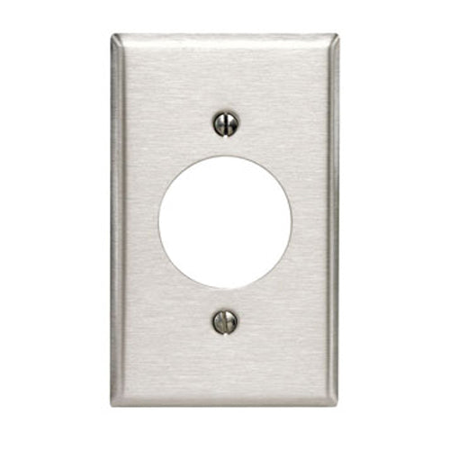 Leviton 84028, 1-Gang Flush Mount 2.15 Inch Diameter Device Receptacle Wallplate, Standard Size, 430 Stainless Steel, Device Mount, Stainless Steel