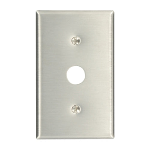 Leviton 84037-40, 1-Gang 0.625 Inch Hole Device Telephone/Cable Wallplate, Standard Size, Non-Magnetic Stainless Steel, Strap Mount, 2 Packs