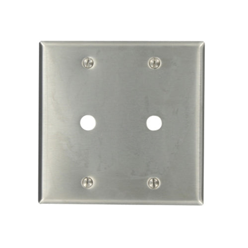 Leviton 84062-40, 2-Gang 0.406 Inch Hole Device Telephone/Cable Wallplate, Standard Size, Non-Magnetic Stainless Steel, Box Mount