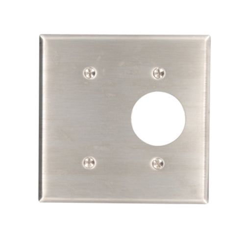 Leviton 84085-40, 2-Gang 1-Blank 1-Single 1.406 Inch Diameter Device Combination Wallplate, Standard Size, Strap Mount, Non-Magnetic Stainless Steel