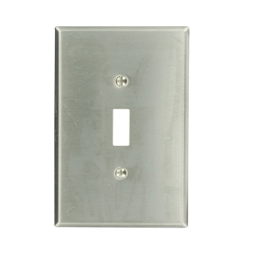 Leviton 84101, 1-Gang Toggle Device Switch Wallplate, Oversized, 430 Stainless Steel, Device Mount, Stainless Steel