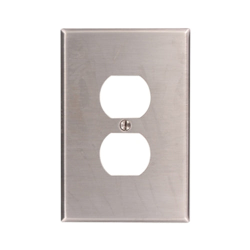 Leviton 84103-40, 1-Gang Duplex Receptacle Wallplate, Oversized, Non-Magnetic Stainless Steel, Device Mount, 2 Packs