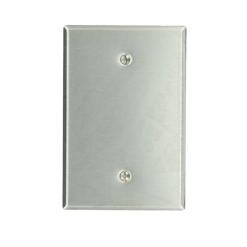 Leviton 84114-40, 1-Gang No Device Blank Wallplate, Oversized, Non-Magnetic Stainless Steel, Box Mount