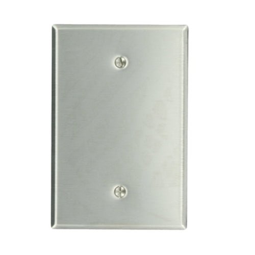 Leviton 84114, 1-Gang No Device Blank Wallplate, Oversized, 430 Stainless Steel, Box Mount, Stainless Steel