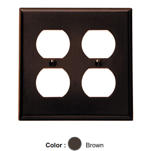 Leviton 85016, 2-Gang Duplex Device Receptacle Wallplate, Standard Size, Thermoset, Device Mount, Brown, 5 Packs