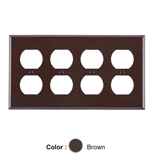Leviton 85041, 4-Gang Duplex Device Receptacle Wallplate, Standard Size, Thermoset, Device Mount, Brown