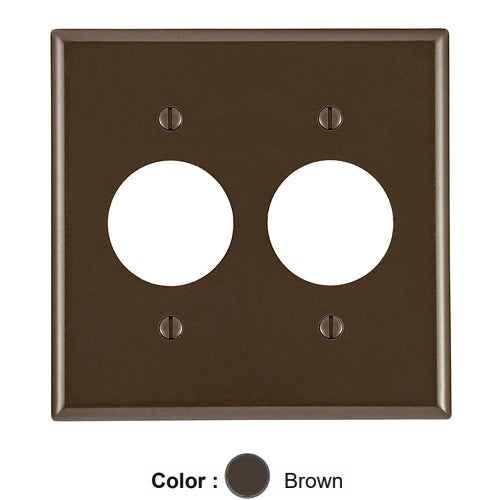 Leviton 85052, 2-Gang Single 1.406 Inch Hole Device Receptacle Wallplate, Standard Size, Thermoset, Device Mount, Brown