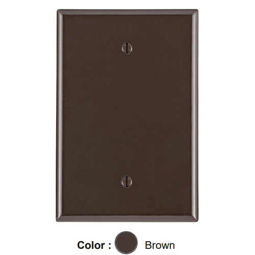 Leviton 85114, 1-Gang No Device Blank Wallplate, Oversized, Thermoset, Box Mount, Brown, 2 Packs