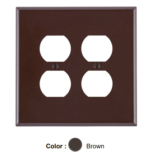 Leviton 85116, 2-Gang Duplex Device Receptacle Wallplate, Oversized, Thermoset, Device Mount, Brown