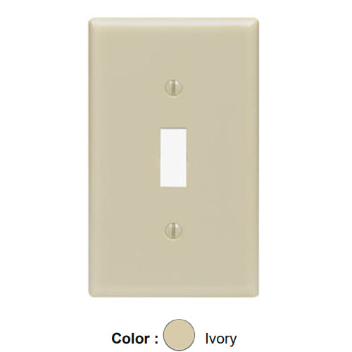 Leviton 86001, 1-Gang Toggle Device Switch Wallplate, Standard Size, Thermoset, Device Mount, Ivory, 20 Packs