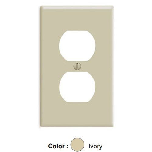 Leviton 86003, 1-Gang Duplex Device Receptacle Wallplate, Standard Size, Thermoset, Device Mount, Ivory, 20 Packs