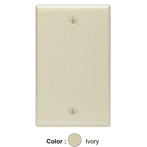 Leviton 86014, 1-Gang No Device Blank Wallplate, Standard Size, Thermoset, Box Mount, Ivory, 5 Packs