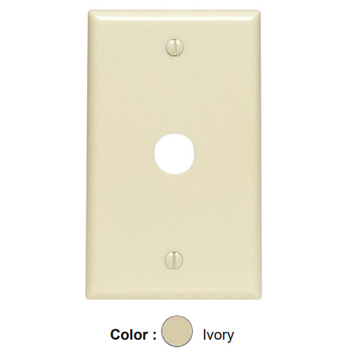 Leviton 86017, 1-Gang 0.625 Inch Hole Device Telephone/Cable Wallplate, Standard Size, Thermoset, Box Mount, Ivory, 5 Packs