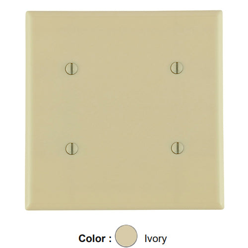 Leviton 86034, 2-Gang No Device Blank Wallplate, Standard Size, Thermoset, Strap Mount, Ivory