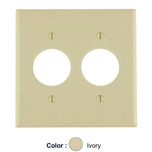 Leviton 86052, 2-Gang Single 1.406 Inch Hole Device Receptacle Wallplate, Standard Size, Thermoset, Device Mount, Ivory