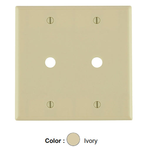 Leviton 86062, 2-Gang 0.406 Inch Hole Device Telephone/Cable Wallplate, Standard Size, Thermoset, Box Mount, Ivory