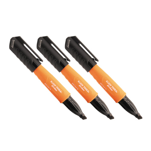 Klein Tools 861023, Skribes™ Chisel Tip Permanent Markers, Black, 3-Pack
