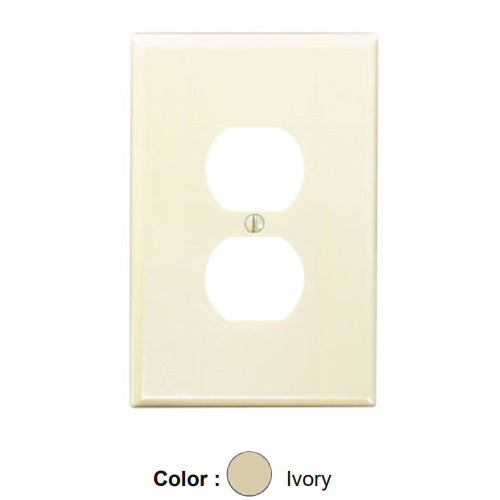 Leviton 86103, 1-Gang Duplex Device Receptacle Wallplate, Oversized, Thermoset, Device Mount, Ivory, 2 Packs
