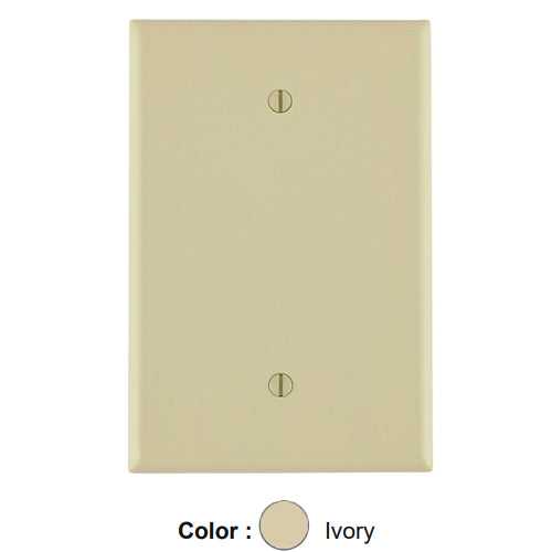 Leviton 86114, 1-Gang No Device Blank Wallplate, Oversized, Thermoset, Box Mount, Ivory, 2 Packs