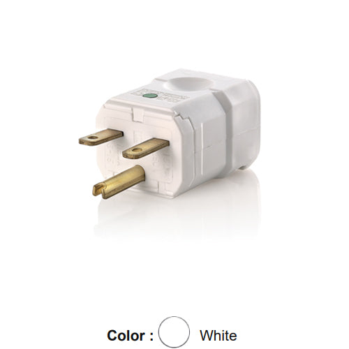 Leviton 8656-V, Python Straight Blade Plug, Hospital Grade, 15A 250V, NEMA 6-15P, 2-Pole, 3-Wire, Grounding, White