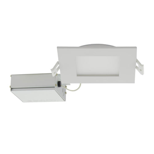 Satco S11829, 4'' LED Direct Wire Downlight, 10W, 120V, 5CCT Selectable, 650 Lumens, Square, Remote Driver, White Finish