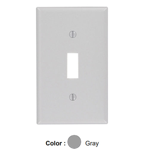 Leviton 87001, 1-Gang Toggle Device Switch Wallplate, Standard Size, Thermoset, Device Mount, Gray, 20 Packs