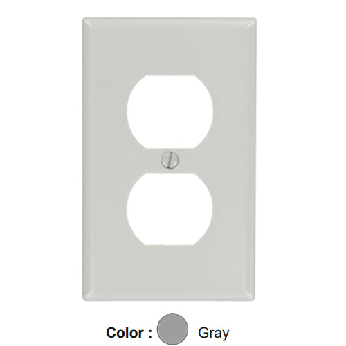 Leviton 87003, 1-Gang Duplex Device Receptacle Wallplate, Standard Size, Thermoset, Device Mount, Gray, 20 Packs
