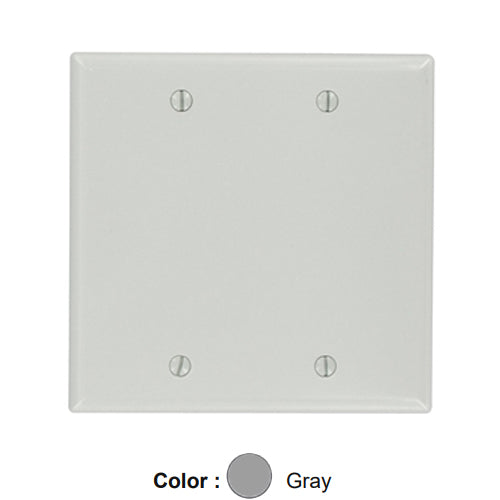Leviton 87025, 2-Gang No Device Blank Wallplate, Standard Size, Thermoset, Box Mount, Gray, 2 Packs