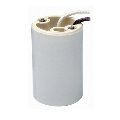 Leviton 8746, Glazed Porcelain Lampholder, Mogul Base, One-Piece, Keyless, HID, HPS up to 1000W, Single Circuit, Back Wired, 5KV-Pulse Rated, Gray