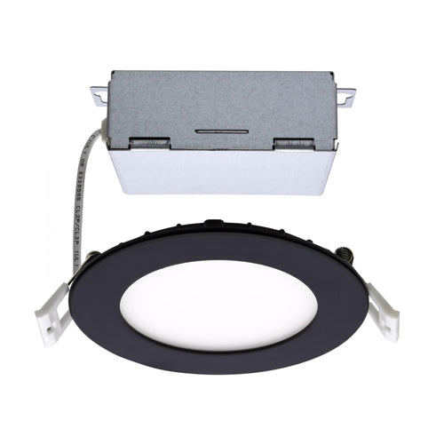 Satco S11874, 4'' LED Direct Wire Downlight, 10W, 120V, 5CCT Selectable, Round, Remote Driver, 700 Lumens, Black Finish