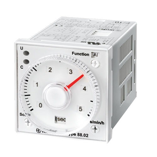 Finder 88.020230.0002, Time Delay Relay, 11 Pin Plug-in, DPDT, Multi-Function, AgNi Contact, 0.05 Sec ~ 100 Hrs Delay, 24-230V, 8A