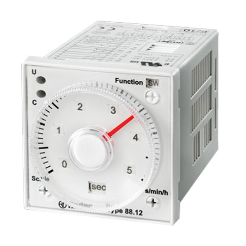 Finder 88.120230.0002, Time Delay Relay, 8 Pin Plug-in, DPDT, Multi-Function, AgNi Contact, 0.05 Sec ~ 100 Hrs Delay, 24-230V, 8A