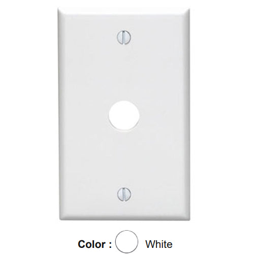 Leviton 88017, 1-Gang 0.625 Inch Hole Device Telephone/Cable Wallplate, Standard Size, Thermoset, Box Mount, White, 5 Packs