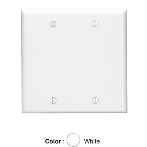 Leviton 88025, 2-Gang No Device Blank Wallplate, Standard Size, Thermoset, Box Mount, White, 2 Packs