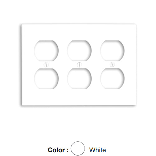 Leviton 88030, 3-Gang Duplex Device Receptacle Wallplate, Standard Size, Thermoset, Device Mount, White