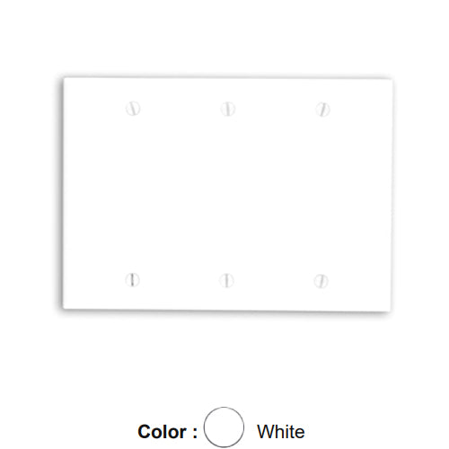 Leviton 88033, 3-Gang No Device Blank Wallplate, Standard Size, Thermoset, Box Mount, White