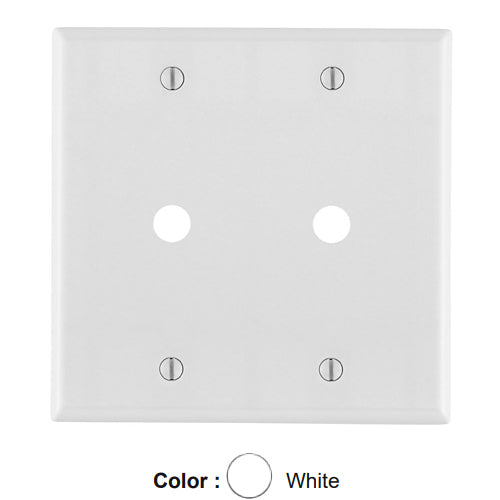Leviton 88062, 2-Gang 0.406 Inch Hole Device Telephone/Cable Wallplate, Standard Size, Thermoset, Box Mount, White