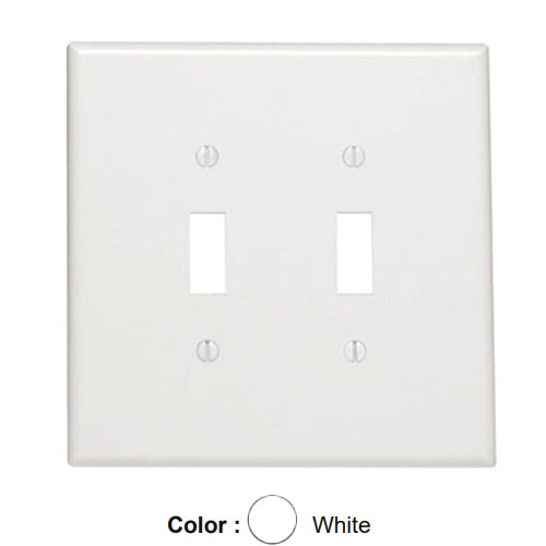 Leviton 88109, 2-Gang Toggle Device Switch Wallplate, Oversized, Thermoset, Device Mount, White
