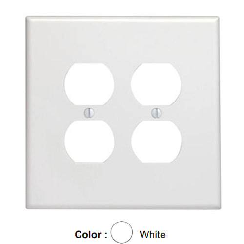 Leviton 88116, 2-Gang Duplex Device Receptacle Wallplate, Oversized, Thermoset, Device Mount, White