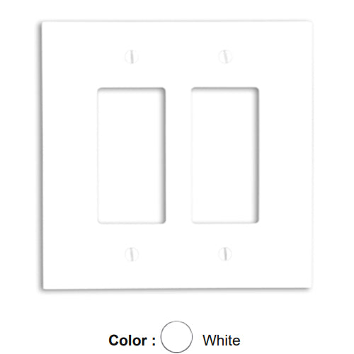 Leviton 88602, 2-Gang Decora/GFCI Device Decora Wallplate, Oversized, Thermoset, Device Mount, White