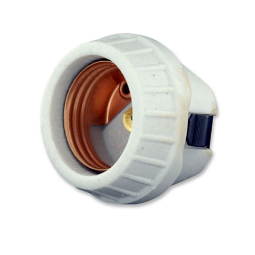 Leviton 8875, Unglazed Porcelain Lampholder, Medium Base, One-Piece, Keyless, Incandescent, Front Mount, Single Circuit, Back Wired, Shallow Back, White, 2 Packs