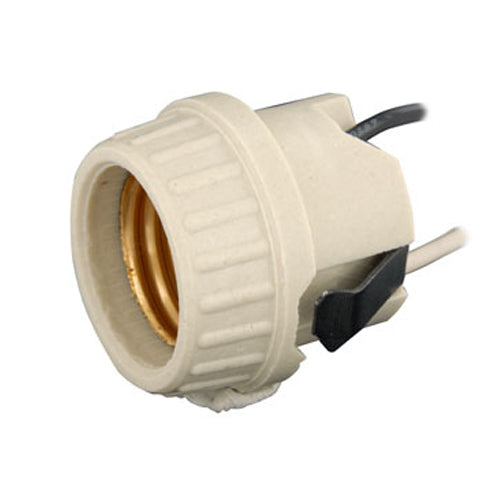 Leviton 8876, Porcelain Incandescent Lampholder, Medium Base, 660W, 250V, With-Brass Screw Shell, 9 Inch Leads, One Black and One White, 18AWG 105C 600V AWM TEW Plastic, Free Ends Stripped 3/4 Inch, 4 Packs