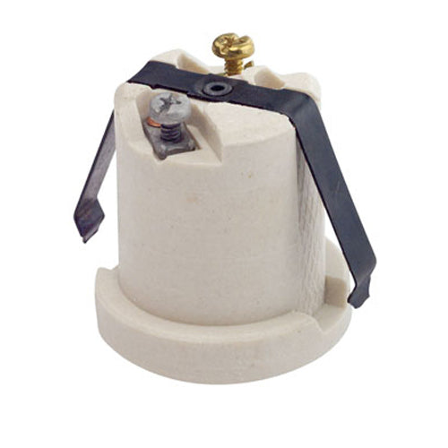 Leviton 8880, Unglazed Porcelain Lampholder, Medium Base, One-Piece, Keyless, Incandescent, Front Mount, Single Circuit, Back Wired, White