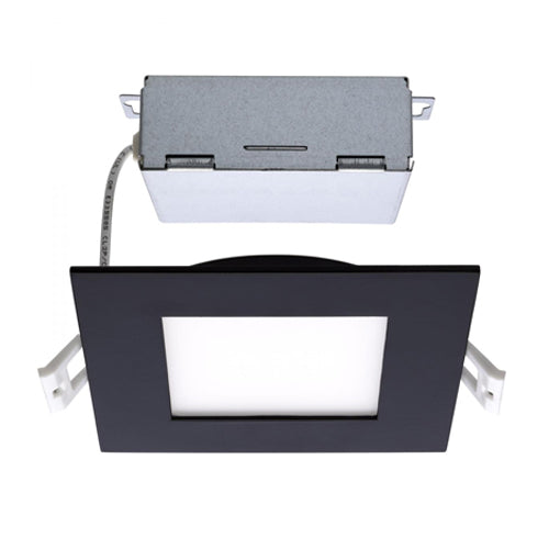 Satco S11876, 4'' LED Direct Wire Downlight, 10W, 120V, 5CCT Selectable, 650 Lumens, Remote Driver, Square, Black Finish