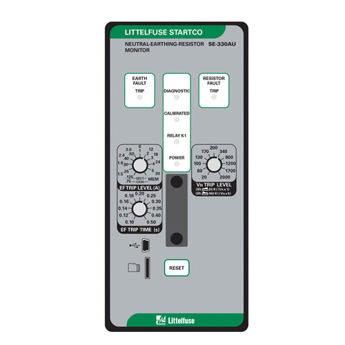 Littelfuse SE-330AU-06-01, SE-330AU Series, Neutral-Earthing-Resistor Monitor, 120/240 VAC/DC, Communications USB IEC61850 (Dual RJ45), Normally Closed