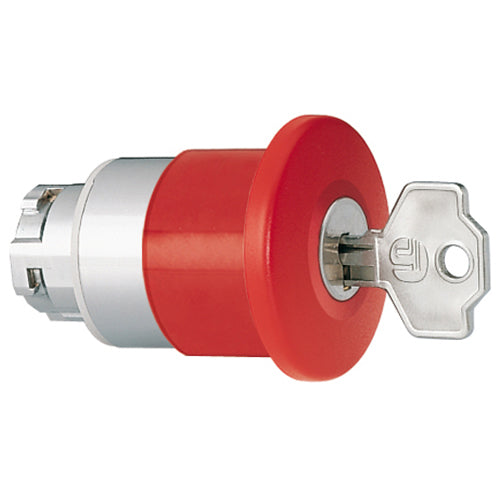 Lovato 8LM2TB6544, 40mm Mushroom Head Pushbutton Actuator for Normal Stopping,  Ø22mm 8LM Series Metal, Latch, Turn Key to Release, Red