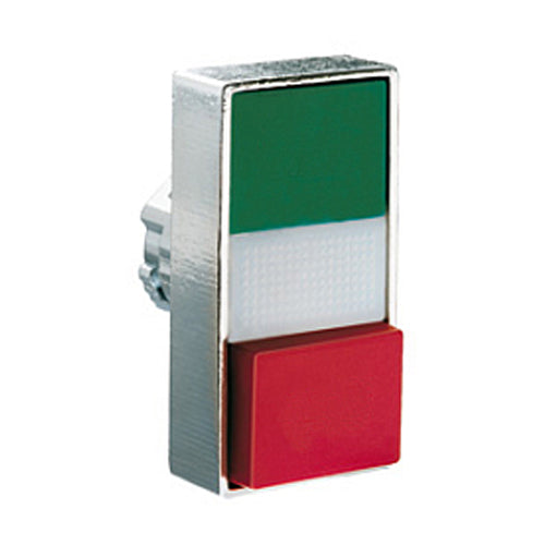 Lovato 8LM2TBL7213, Double-Touch Actuator, White Indicator, Ø22mm 8LM Series Metal, 1 Extended and 1 Flush Pushbuttons, Both Spring Return, Green/Red