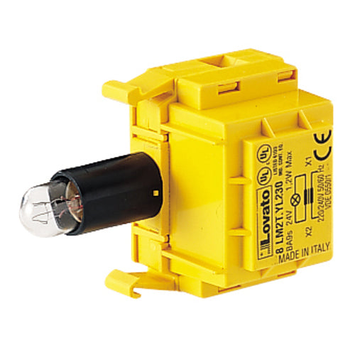 Lovato 8LM2TYL400, Lamp-Holder without Mounting Adapter, Ø22mm 8LM Series Metal, With Transformer, 380...415VAC