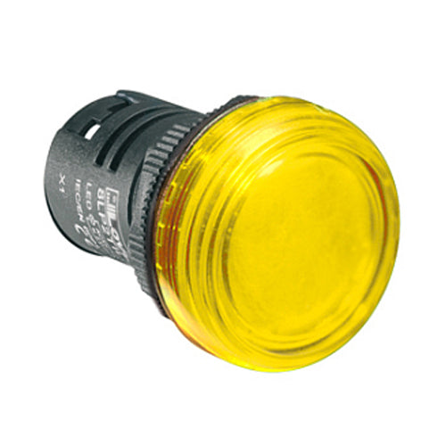 Lovato 8LP2TILM5P, LED Integrated Monoblock Pilot Light, Steady Light, Ø22mm Platinum Series, 230VAC, Yellow, 2 Packs